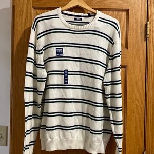 Izod mens sweater. Blue/ green stripes.  New with tags